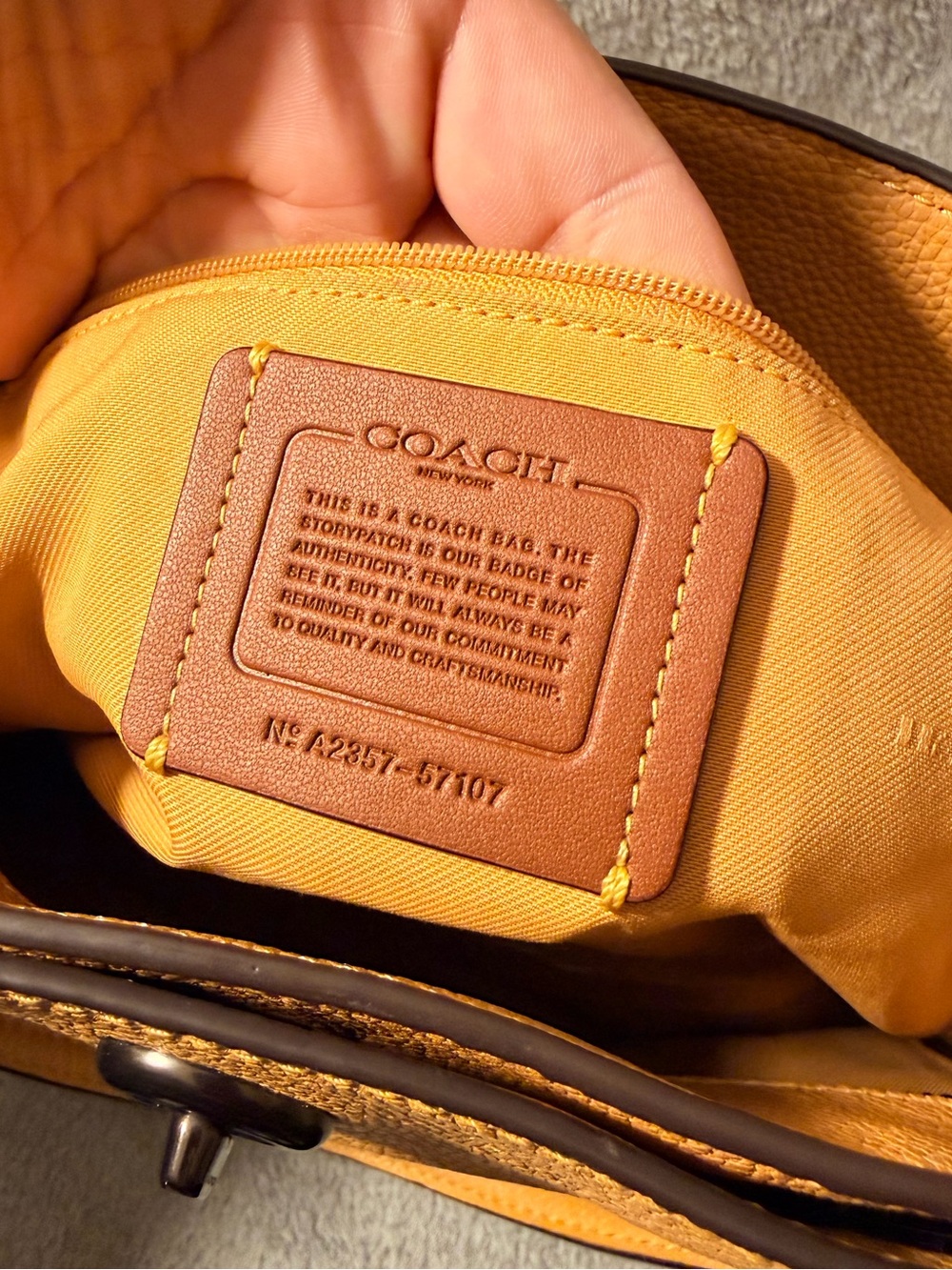 Coach Turnlock Mustard Yellow Leather Chain Tote No. 27 w/ Gunmetal Hardware - Picture 15 of 15